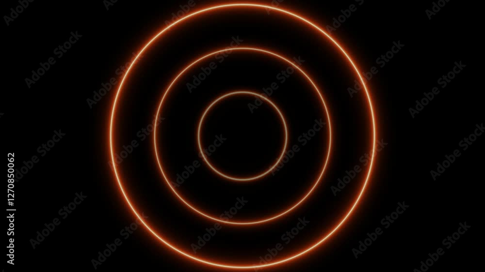 Poster glowing neon radio waves signal icon animation. noise frequency signal animation background.