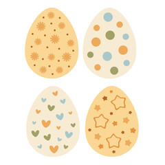 Retro Groovy Easter eggs clipart set. Happy Easter clipart in cartoon flat style. Hand draw vector illustration