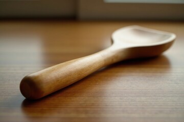 Wooden backscratcher resting on a smooth wooden surface, relaxation, wooden backscratcher, wood