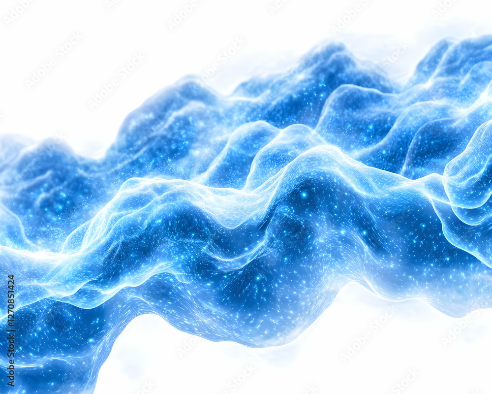 Poster abstract blue wave motion. data visualization. network concept. white background