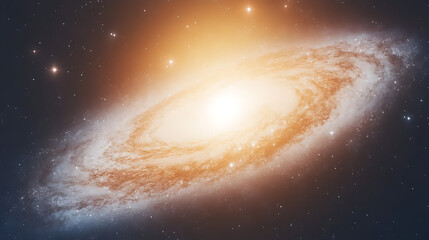 Fototapeta premium Vast Expanse of the Universe Displaying a Spiral Galaxy Strewn with Myriad Stars and Cosmic Dust