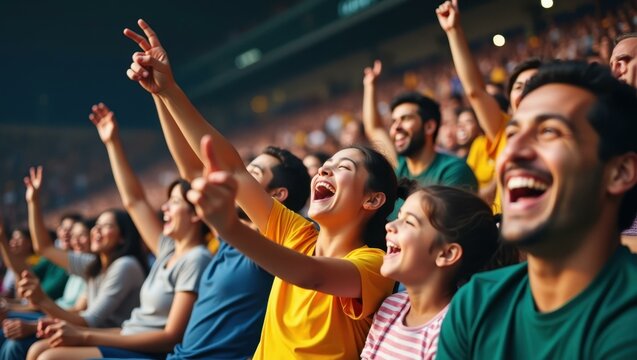 People are cheering and having fun at game