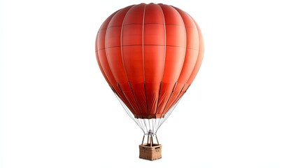 Fototapeta premium A vibrant red hot air balloon on a white isolated background, symbolizing adventure, freedom, and exploration in the sky.