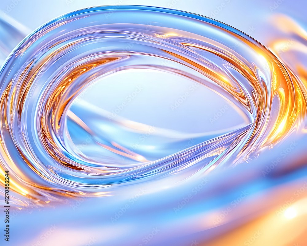 Poster abstract iridescent swirl with warm orange accent in soft light for background use