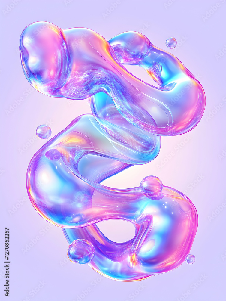 Aufkleber abstract iridescent fluid swirls dynamically against a light background. use design