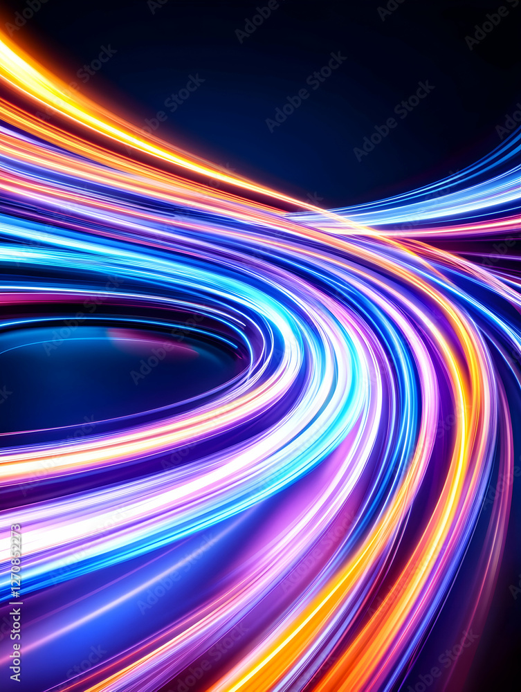 Aufkleber abstract light trails flow on a black background for use as a background or graphic
