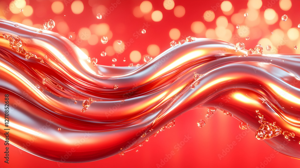 Aufkleber abstract shimmering wave in warm tones with light bokeh for presentations