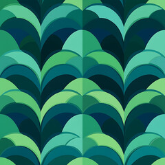 Verdant Semi Circle Pattern in Multiple Green and Blue Shades for Seamless Backdrop Aesthetics