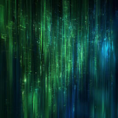 Vertical Light Streams Cascade Abstract Dynamic Green and Blue Pattern Texture Futuristic Design
