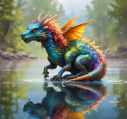Illustration of adorable baby dragon.