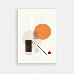 A minimalist poster design featuring an abstract representation of the Earth and sun,
