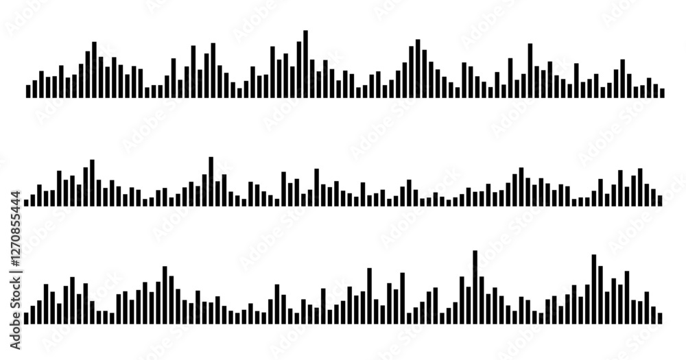 Aufkleber audio and sound spectrum line vector - set of music and voice tracks wave volume level graphics on w