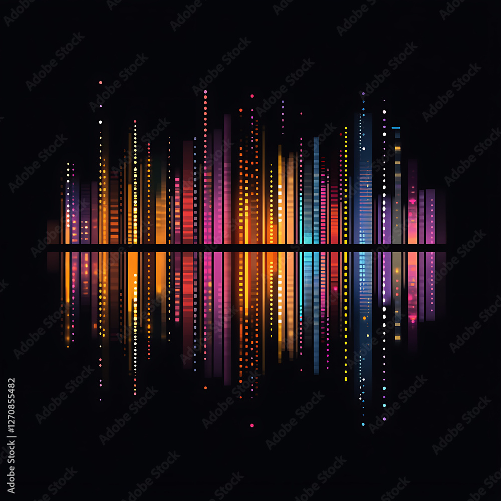 Poster vibrant light spectrum abstract representation of data visualization with reflective surface design