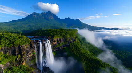 Fototapeta premium Majestic Angel Falls Venezuela Aerial View