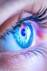 Blue Eye Close-Up Detailed shot for medical or beauty use; light reflecting