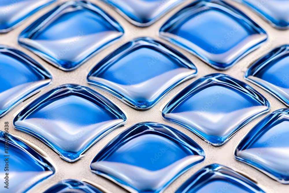 Poster blue tiles shine, creating a pattern. perfect for backgrounds or visual textures