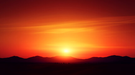 Obraz premium Vibrant Sunset Over Mountain Ridges Landscape Scenery and Glowing Skyline Radiance in Nature