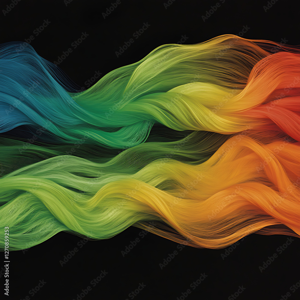 Poster wavy rainbow strands abstraction colored lines flow artistic design gradient spectrum vibrant backdr