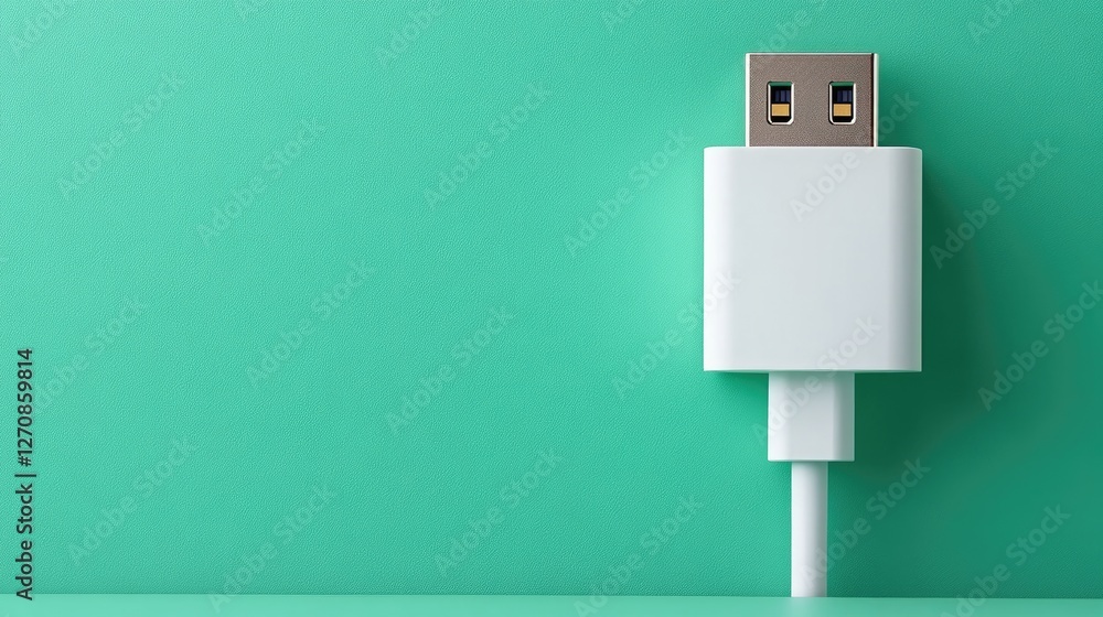 Poster high-speed usb power adapter with intelligent charging, displayed on a green background, representin