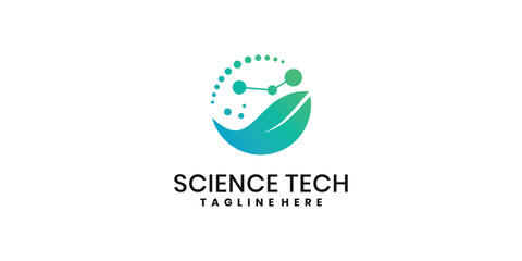 Science and technology logo design with gradient green color scheme