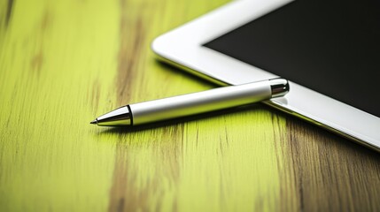 High-tech digital pen for tablets and touchscreen devices, set on a vibrant green backdrop