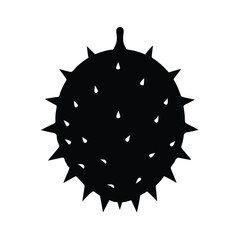 Horned Melon (Kiwano) Silhouette Vector Art | Black and White Horned Melon Fruit Illustration
