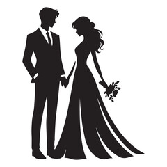 Silhouette Wedding Couple Illustration Perfect for Celebration Design
