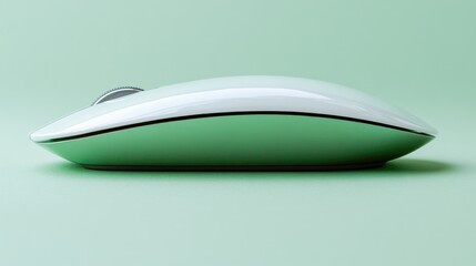 Lightweight wireless mouse with a futuristic touch-sensitive surface, displayed on a green backdrop, symbolizing innovation