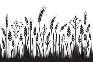 Wheat Field Silhouette Vector Illustration for Agriculture and Harvest © Creative Image  