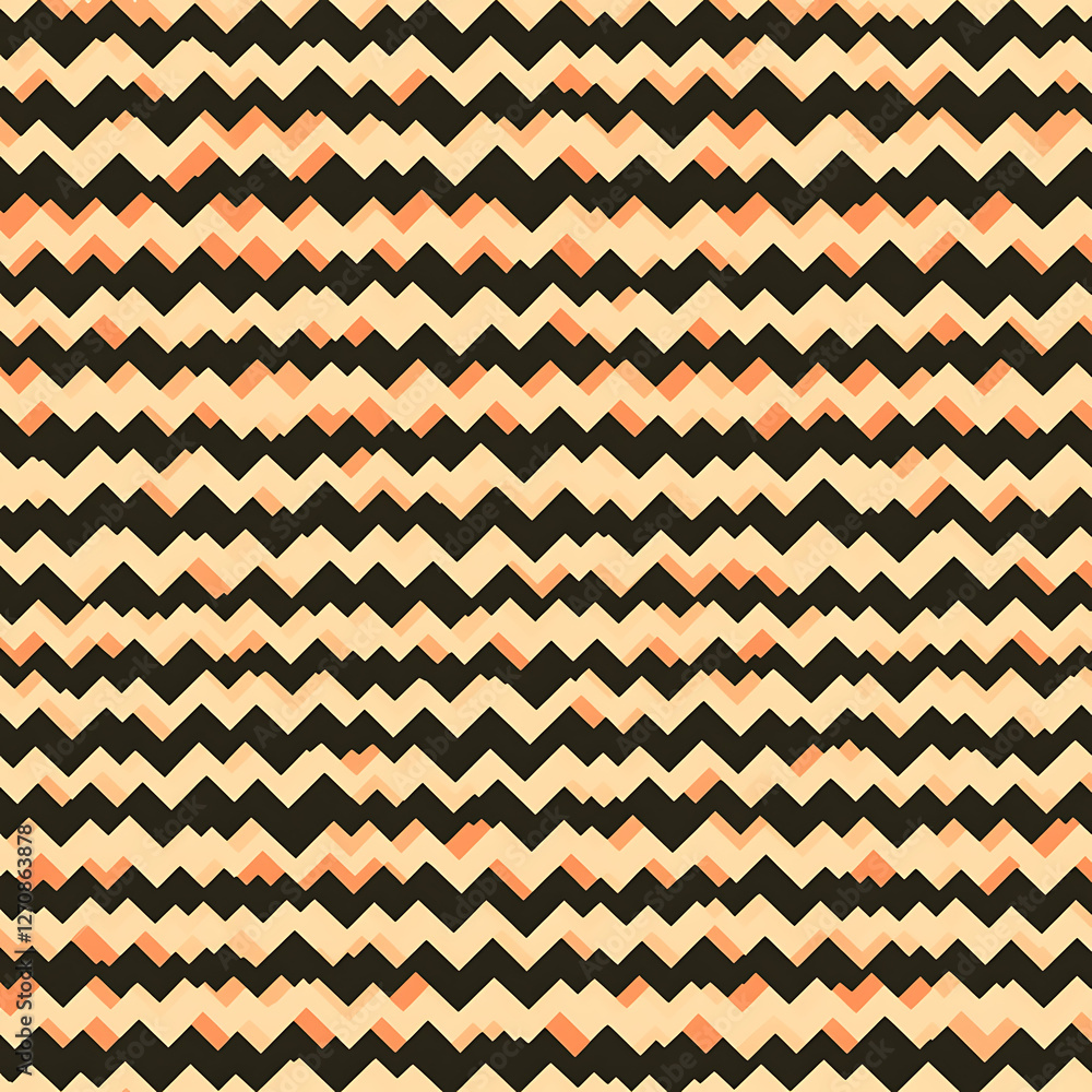 Poster zigzag patterned background with light and dark tones and a hint of orange in repetitive format