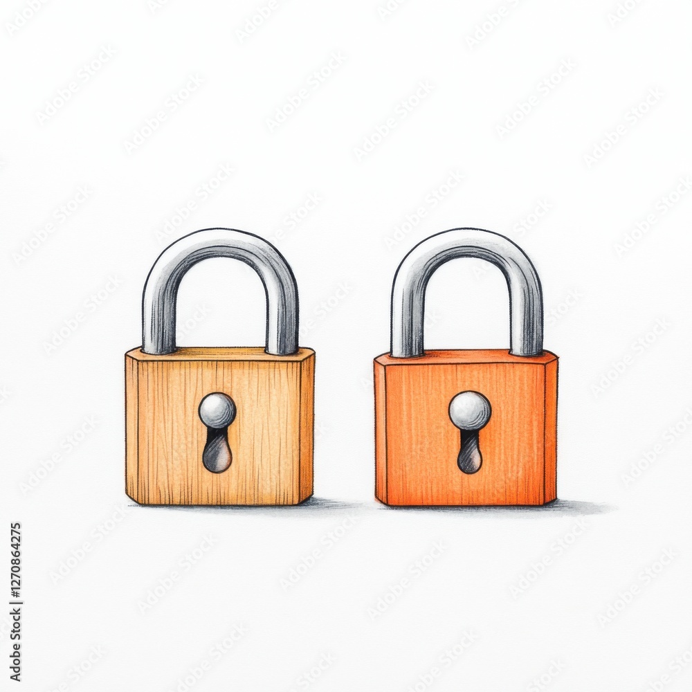 Poster colorful padlocks on a white background emphasizing security and protection concepts in digital and 