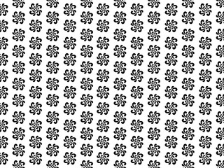 Drawing of an abstract shape pattern that resembles batik on a black and white background