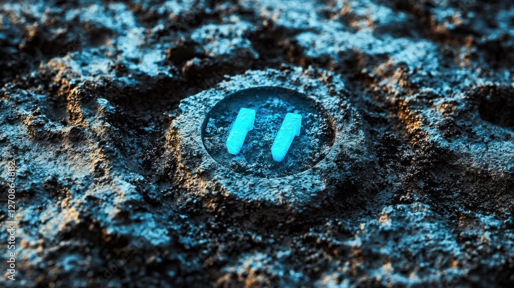 Poster a visually striking concept of a digital power button embedded into the earth, symbolizing technolog