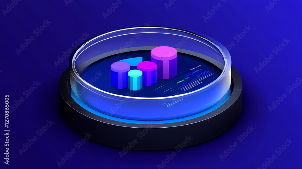 Poster data visualization trends technology sector 3d graphs digital environment close-up analysis of insig