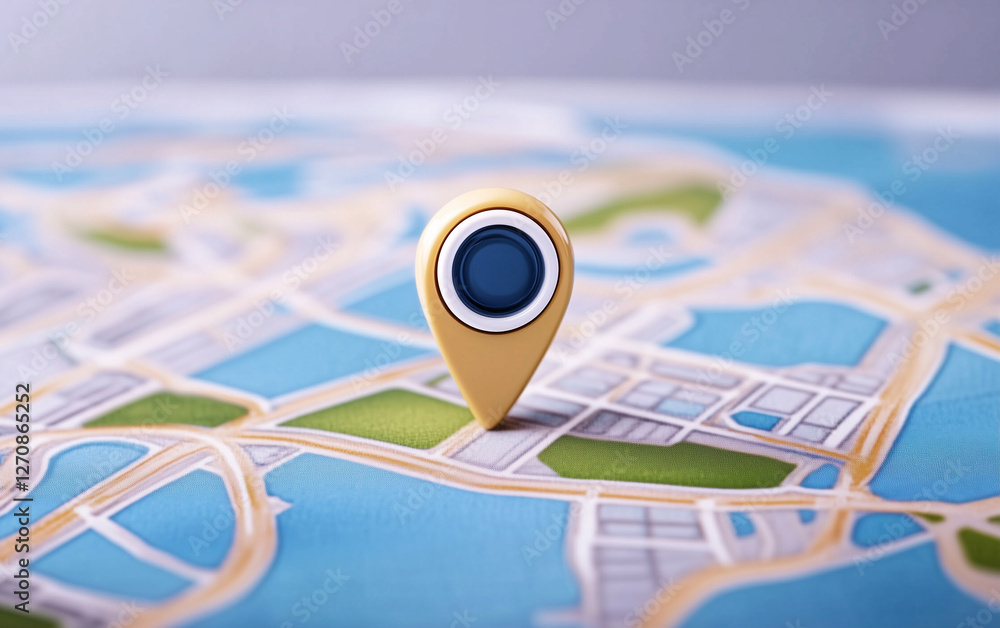 Poster location pin on map shows location. location pin indicates a specific point on the detailed map. the