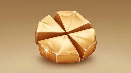 Golden decorative piece art display digital image elegant environment close-up view luxury concept