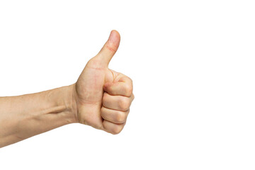Hand giving a thumbs up gesture, symbolizing approval or encouragement in a positive context