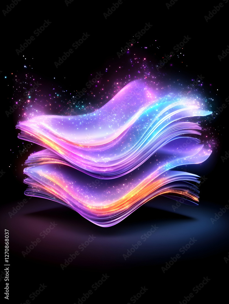 Poster glowing layered shapes create an abstract, colorful futuristic background image