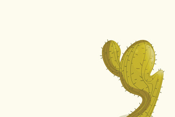 Tall succulent cactuses with thorns on color background. Vector drawing set illustration for icon, game, packaging, banner. Wild west, western, cowboy concept. Copy spase.