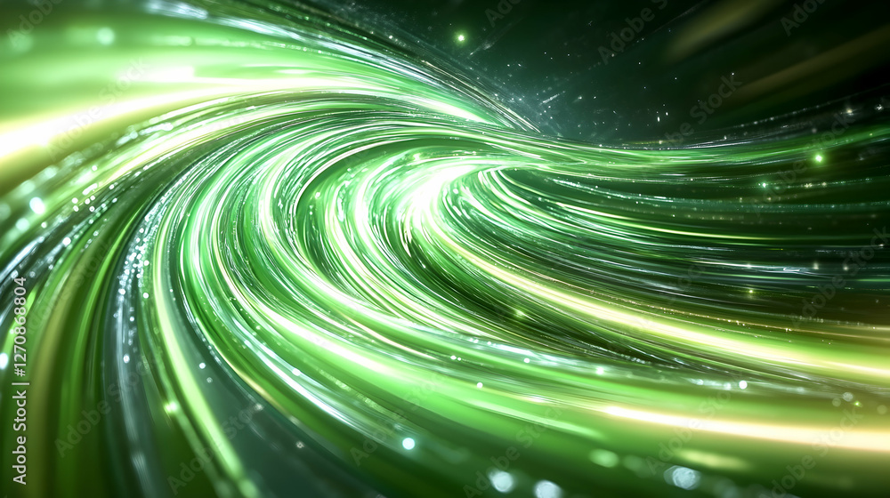 Poster green abstract digital network flow shows speed of data transfer for presentations