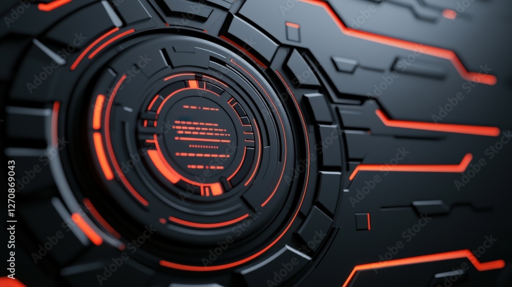 Poster customer experience feedback optimization concept. futuristic circular design with glowing orange li