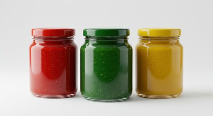 Mockup of Sauce jars isolated on white background 