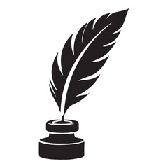 Quill Pen and Inkwell Silhouette Vector Illustration Creative Project