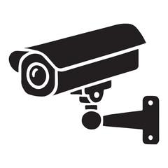 Security Camera Silhouette Illustration for Surveillance Systems and Prevention