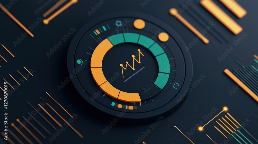 Poster customer experience feedback optimization concept. data visualization dashboard with colorful circul