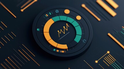 Naklejka premium Customer experience feedback optimization concept. Data visualization dashboard with colorful circular chart and lines.
