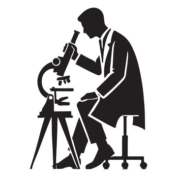 recommend clip art: Silhouette scientist using microscope vector illustration scientific research concept
