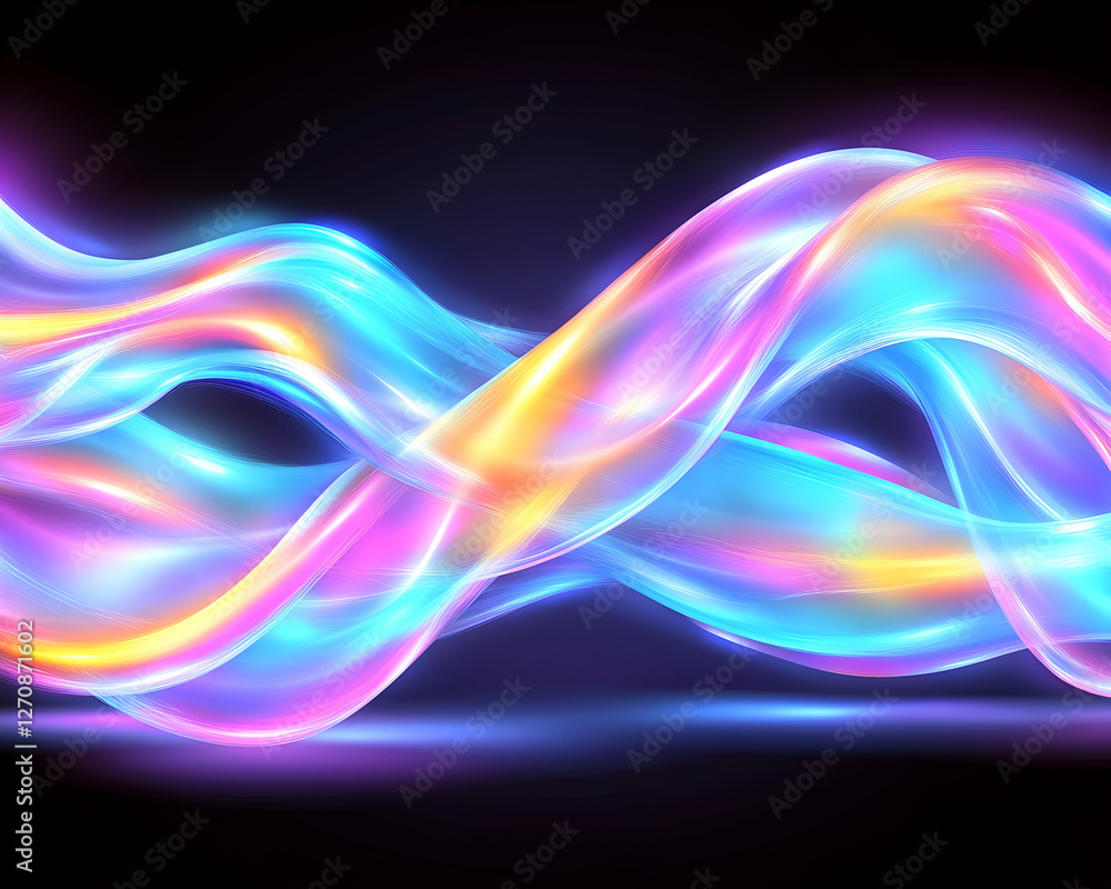 Poster holographic wave abstract rainbow light wave background for design projects use