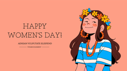 Happy Women's Day. Greeting card. Vector illustration.