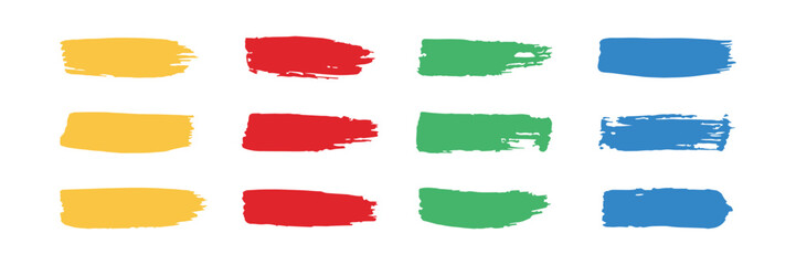 Grunge paintbrush stripes on white. Colorful hand drawn lines for speech bubble boxes